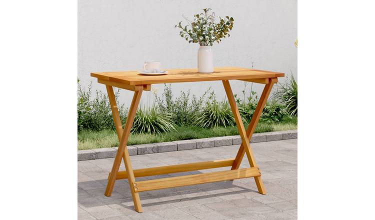 Walplus Solid Acacia Wood Folding Garden Table - Brown - 90 x 52.5 x 65 cm