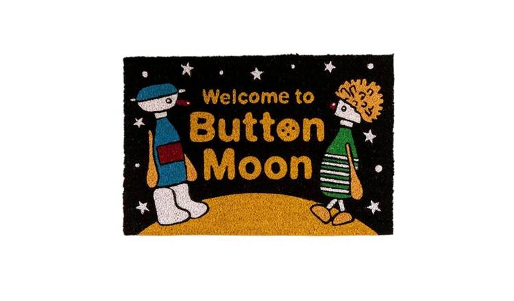 Button Moon Welcome To Door Mat - Black & Yellow