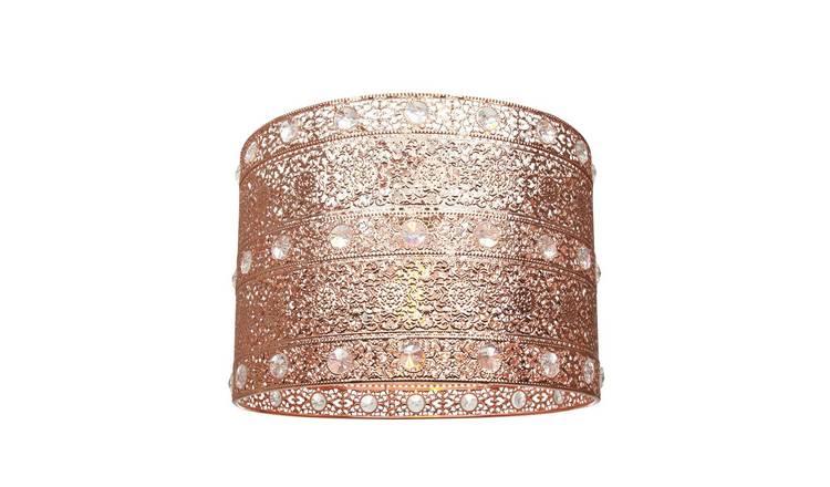 Happy Homewares Copper Antique Acrylic Gem Moroccan Pendant Shade - 24cm