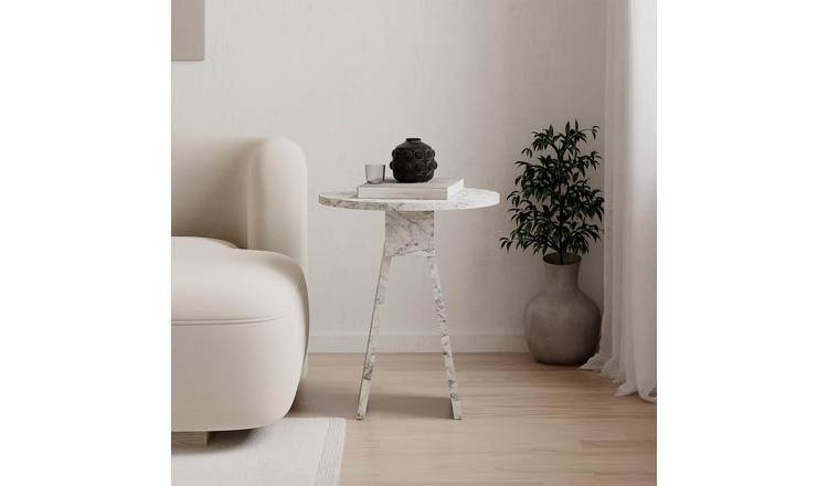 Decortie Chen Particleboard Wood Effect Side Table - Marble Effect