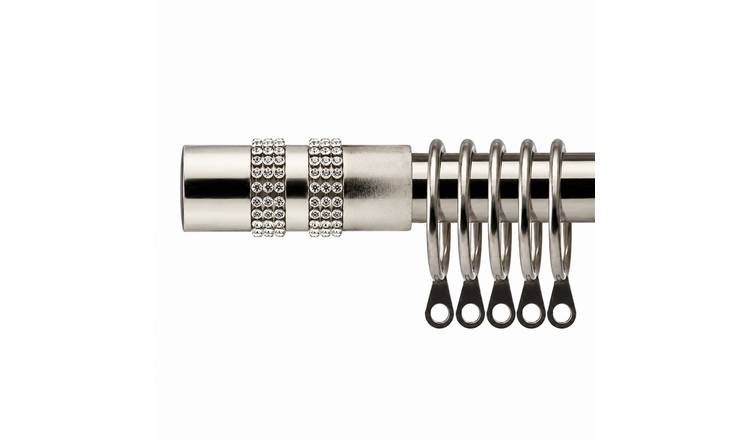 New Edge Blinds 16-19mm Silver Sparkle Extendable Curtain Pole - 120cm - 210cm
