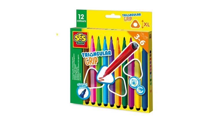 SES Creative Triangular Grip Colouring Pens 12 Piece Art Set