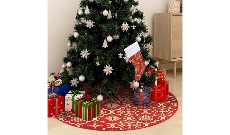 Walplus Polyester Christmas Tree Skirt with Sock - Red - 122 cm