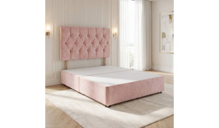 Somnior Chester Velvet Double Divan Bed with Headboard - Pink