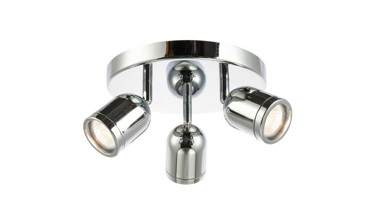 Happy Homewares Chrome Triple Spot IP44 Chrome Bathroom Ceiling Light - 22cm