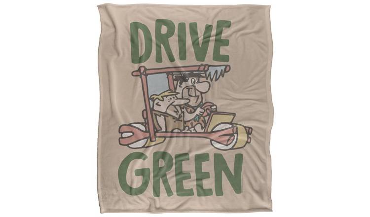 The Flintstones Drive Green Blanket - 152cm x 127cm