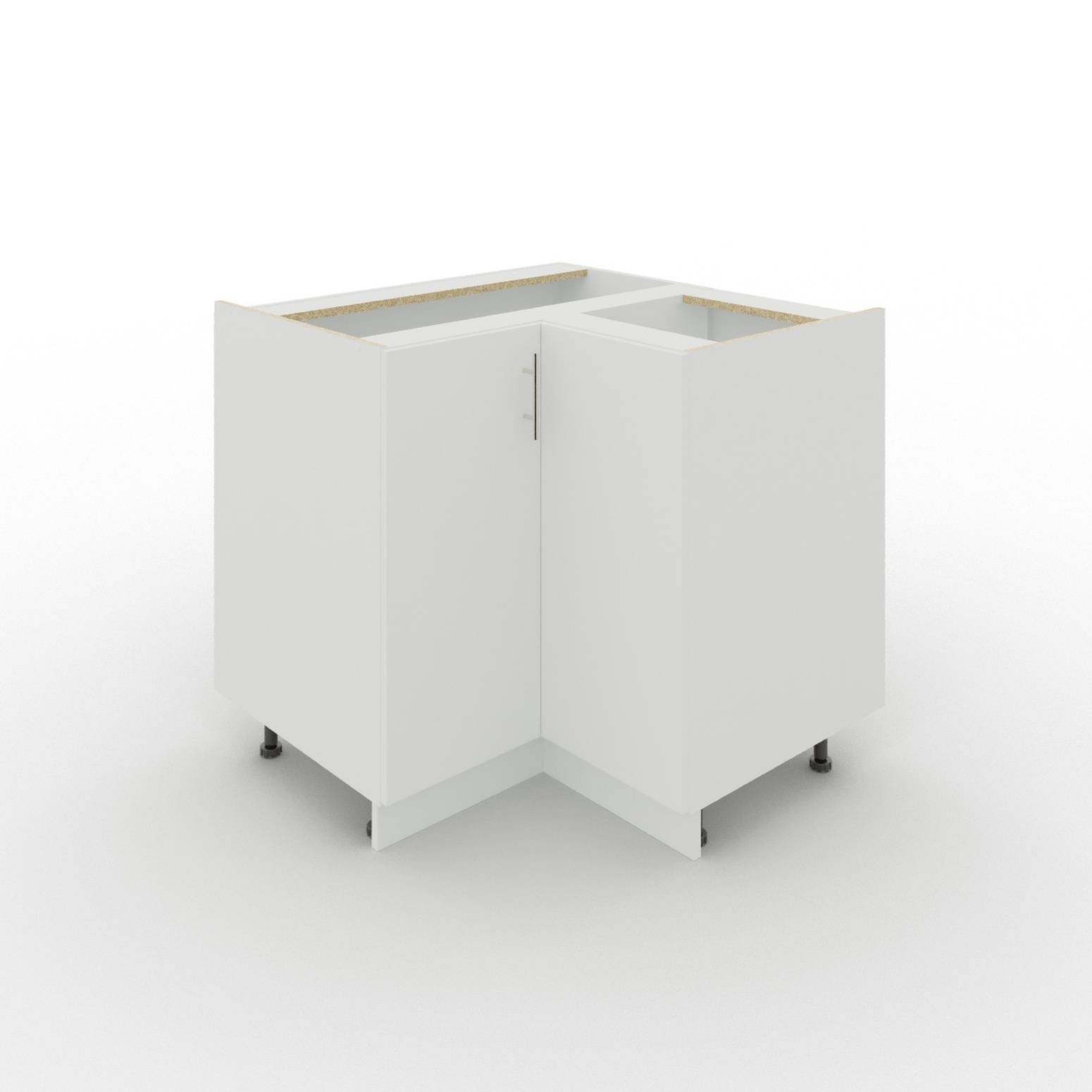 JD Greta 900mm Adjustable Leg Base Corner Cabinet with 2 Doors - White Matt - Image 1