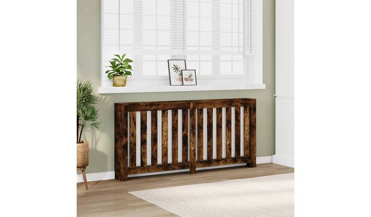 Walplus Vertical Slats Radiator Cover - Smoked Oak - 175 x 20 x 82 cm