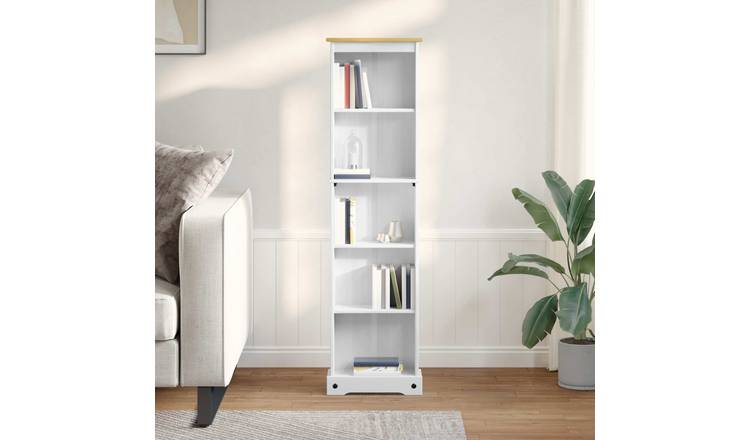 Walplus Solid Pine Bookcase - White - 46 x 20 x 170 cm