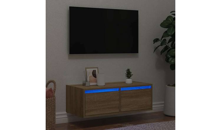 Walplus LED Engineered Wood TV Cabinet - Light Oak - 75 x 35.5 x 25 cm