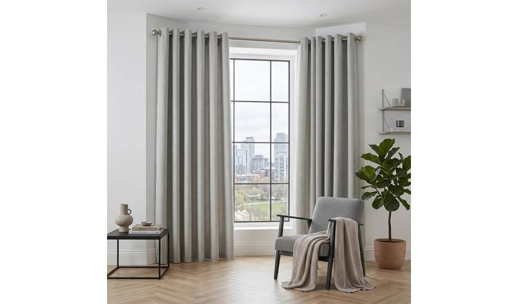 Luxury Living Linen Look Blackout Eyelet Curtains 168cm x 137cm - Slate Grey