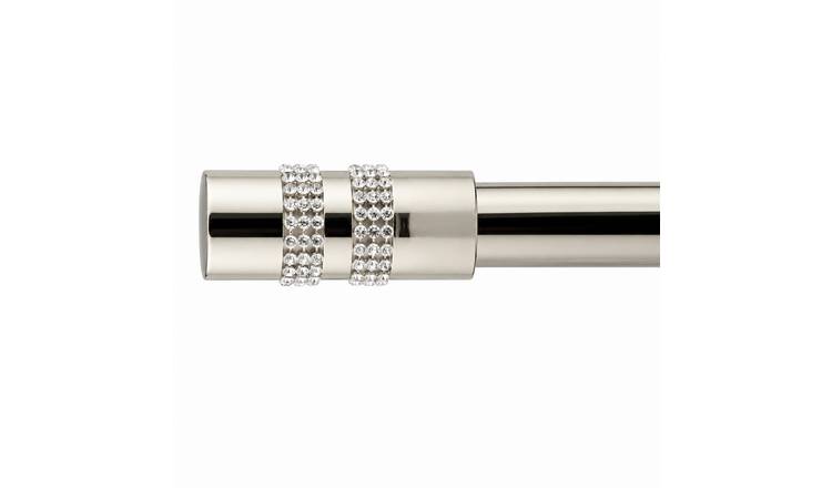 New Edge Blinds 16-19mm Silver Sparkle Eyelet Curtain Pole - 120cm - 210cm
