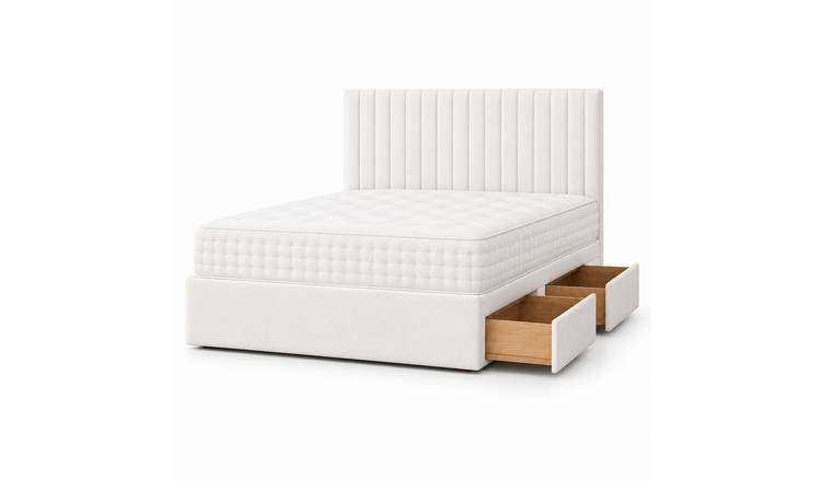 Comfy Deluxe 4ft Small Double    2 Drawer Suede  Divan Bed Set - White
