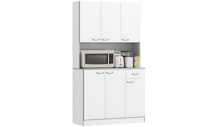 HOMCOM Adjustable Freestanding Kitchen Cupboard with 6 Doors - White