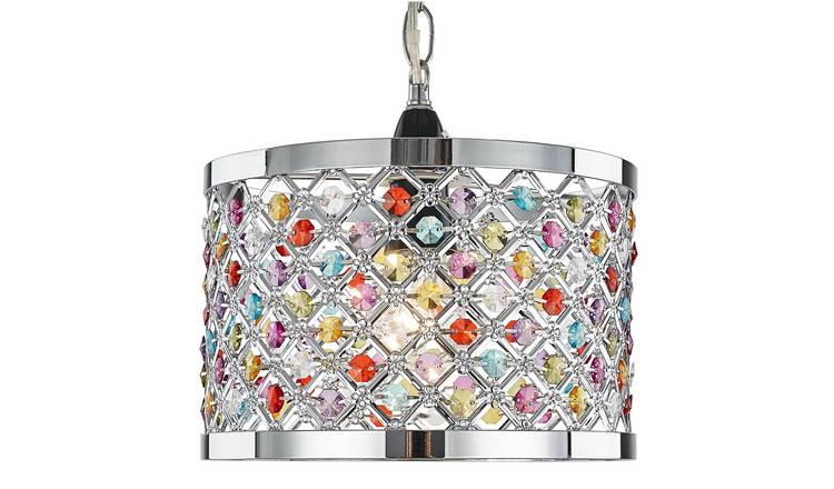 Happy Homewares Multicoloured Sparkly with Beads Pendant Shade - 24cm