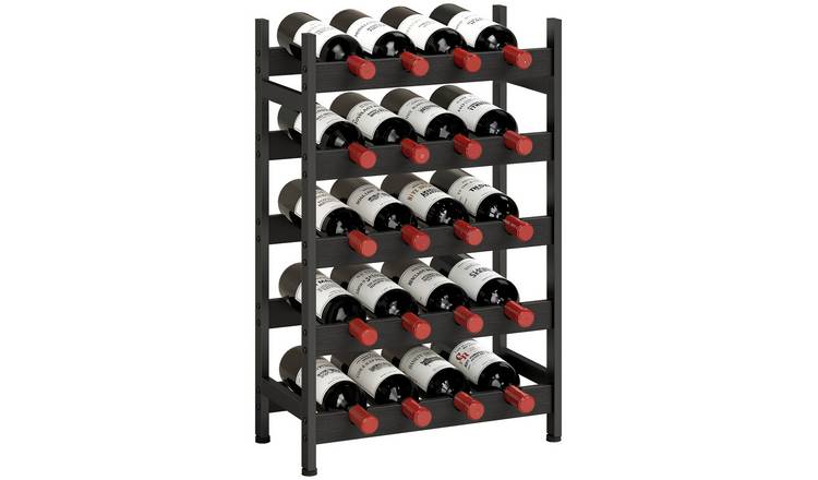 HOMCOM 5 Tier Adjustable Freestanding Wine Rack for 20 Bottles - Black