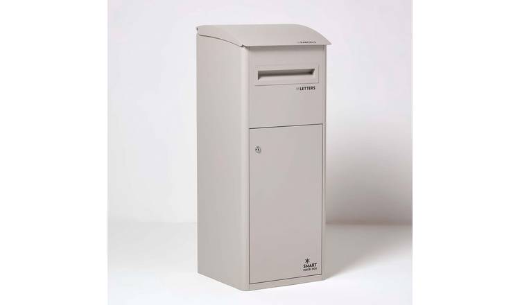 Smart Parcel Box Galvanised Steel Extra Large Slanted Top Parcel Box - Stone