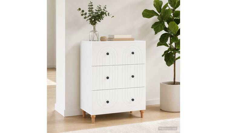 Walplus Engineered Wood Drawer Cabinet Open Shelf - White - 66 x 34.5 x 90 cm