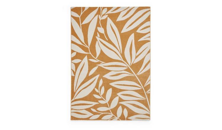 Mega Flooring Orange Modern Nature Print Rug - 80 x 150cm