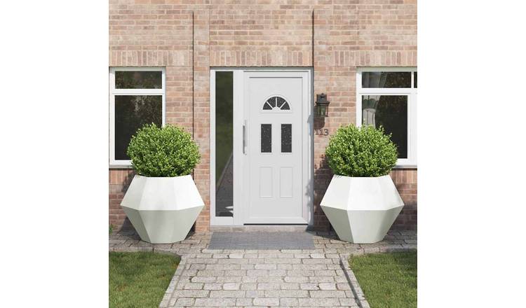 Walplus Pack of 2 Steel Garden Planter - White - 100 x 100 x 80 cm