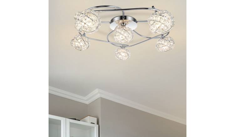 Cosylyte Mirri 6 Light Modern Glass Beaded Shade Ceiling Light - Chrome Base