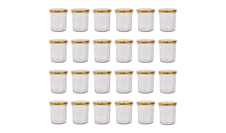Argon Tableware Glass Jam Jars with Lids - Pack of 24