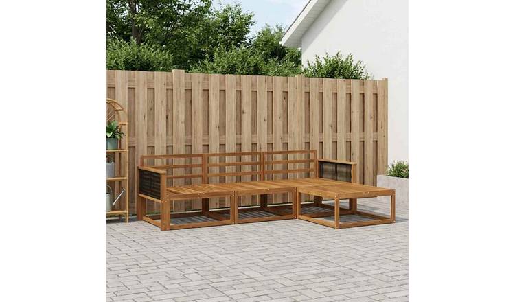 Walplus 4 Piece Solid Acacia Outdoor Sofa Set - Natural