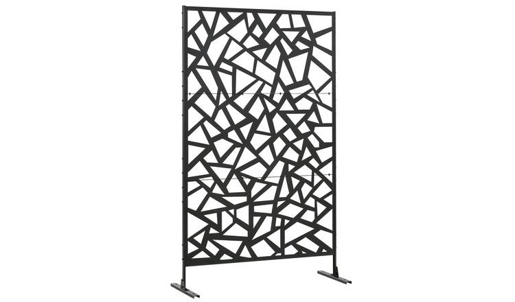 Outsunny Metal Freestanding  Privacy Screen - Black