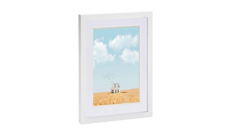 Nicola Spring Photo Frame - 8 x 12" with A5 Mount - White/White
