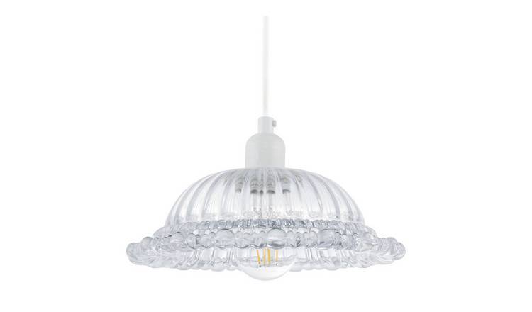 Happy Homewares Clear Line Ribbed Glass with Moulded Edge Pendant Shade - 26cm