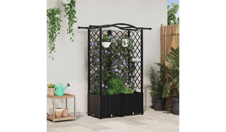 Walplus Polypropylene Raised Garden Bed - Black - 122 x 40 x 141 cm
