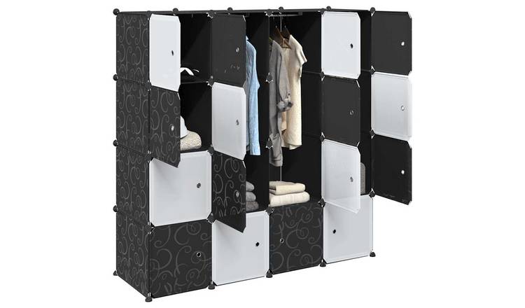 Walplus Storage Cube Organiser - Black and White - 145.5 x 46.5 x 144 cm