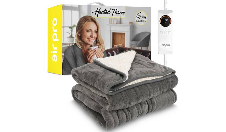 Air Pro Double Heated Electric Blanket with Digital Controller 6 Settings - Grey