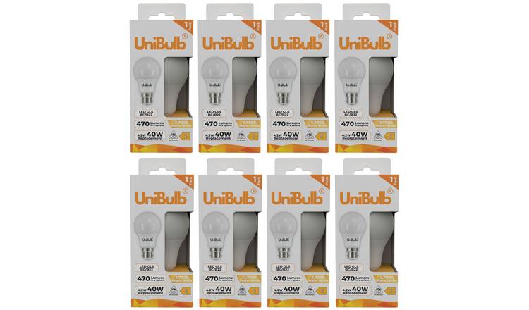 UniBulb 4.2W LED Warm White GLS B22 Light Bulb - Pack of 8
