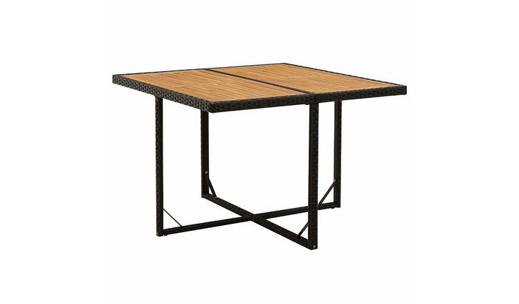 Walplus Poly Rattan Garden Table - Black - 109 x 107 x 74 cm