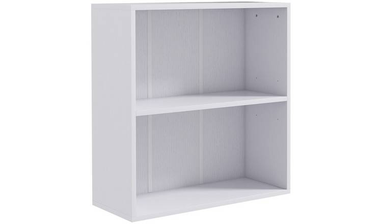 HOMCOM 2 Tier Storage Bookcase with Adjustable Shelf - White