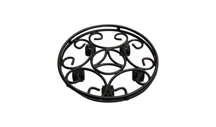 Garden Pride Pack of 2 11" Small Round Plant Pot Caddies - Black