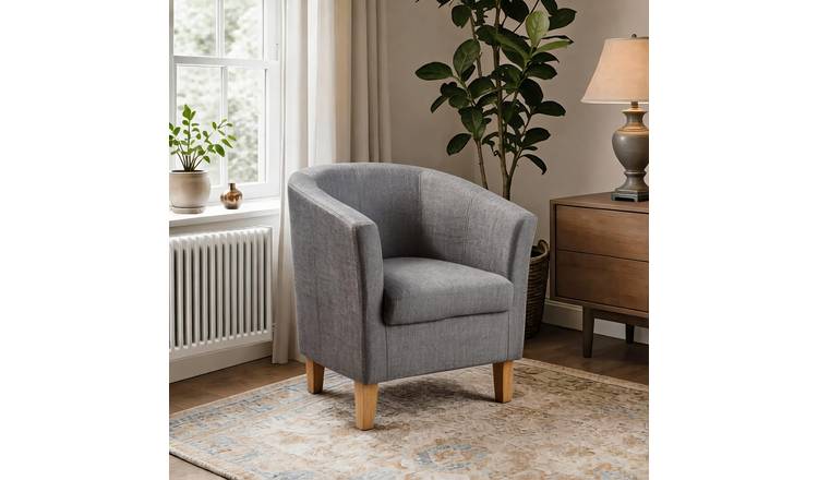 Home Source Bedford Small Padded Tub Chair - Light Grey