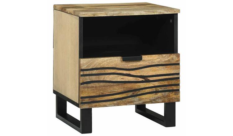 Walplus 1 Drawer Engineered Wood Bedside Cabinet - Natural - 40 x 33 x 46 cm