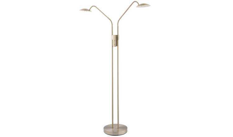 Happy Homewares Double Arm Nickel with Dimmer and Colour Floor Lamp - 25cm