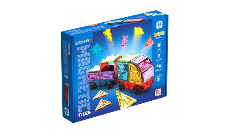 Geomag Magnetic Tiles Gems Vehicles - 24 Piece