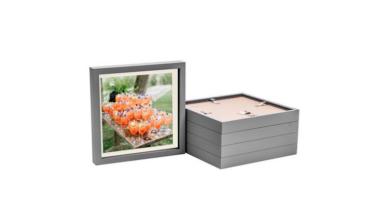 Nicola Spring 3D Box Photo Frames - 10 x 10" with Mount - Set of 5 - Grey