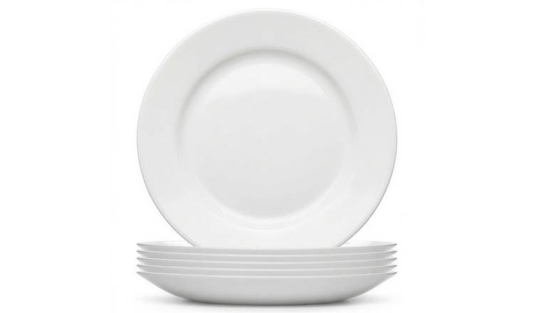 Argon Tableware Round Opalware Dinner Plates - Pack of 6