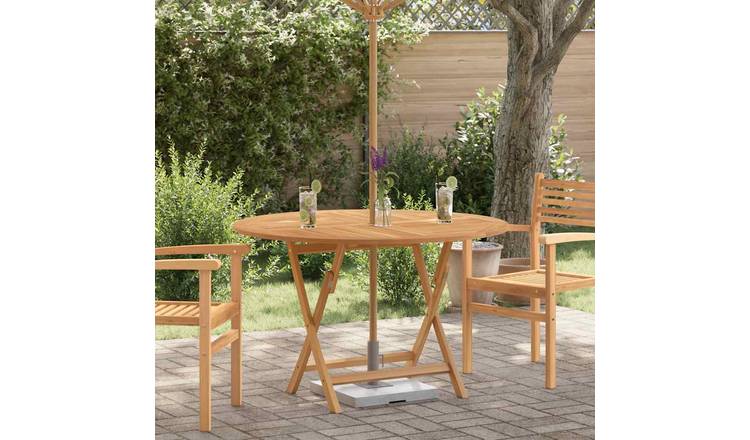 Walplus Solid Teak Wood Folding Garden Table - Brown - 110 x 75 cm