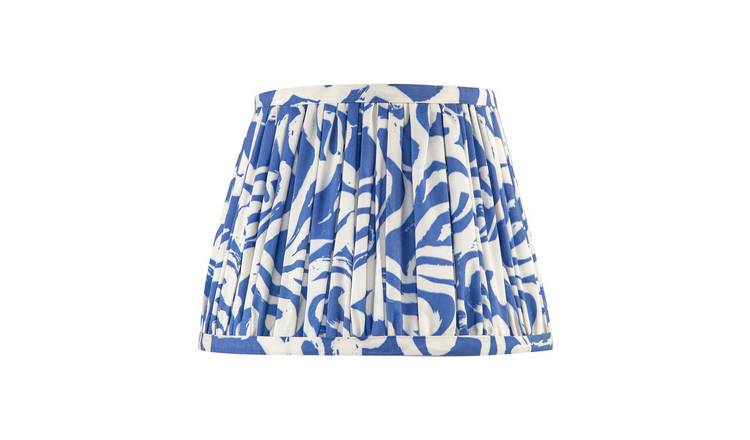 Happy Homewares Blue Nova Pleated Cotton Fabric with Tapered Lampshade - 25cm