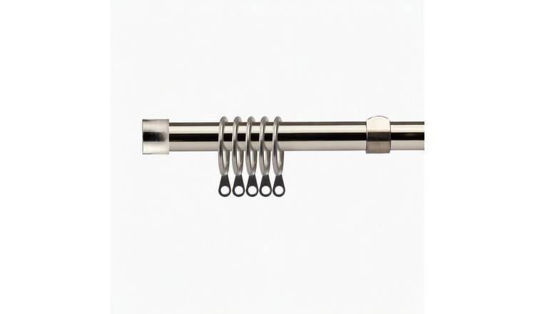 New Edge Blinds 16-19mm Black Silk Stud Extendable Curtain Pole - 160cm - 300cm