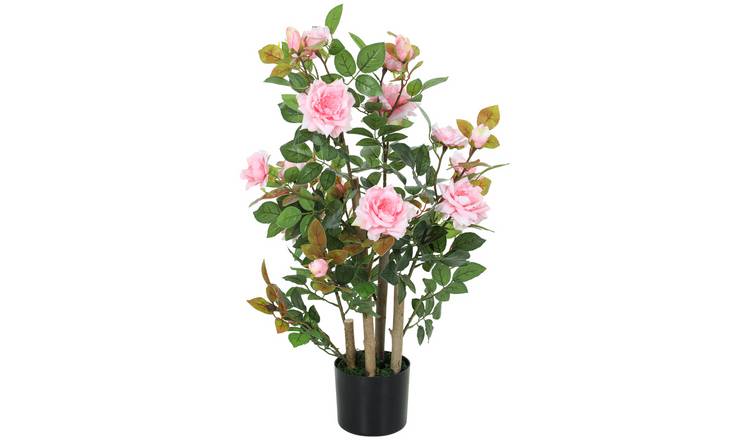 HOMCOM 3FT Artificial Rose Tree with 344 Leaves and 17 Flowers - Pink
