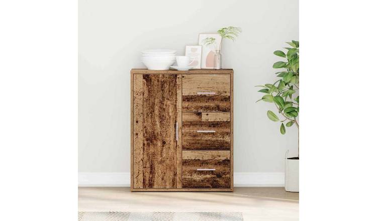 Walplus 3 Drawer Rectangular Sideboard - Old Wood - 60 x 31 x 70 cm