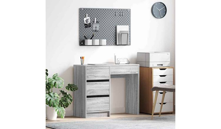 Walplus Engineered Wood Desk - Grey and Oak - 90 x 37.5 x 75 cm