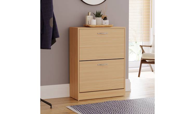 Vida Designs 2 Drawer Shoe Cabinet - Pine